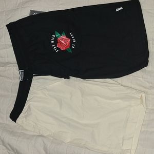 Mens shorts, rue 21, large , black and off white colored